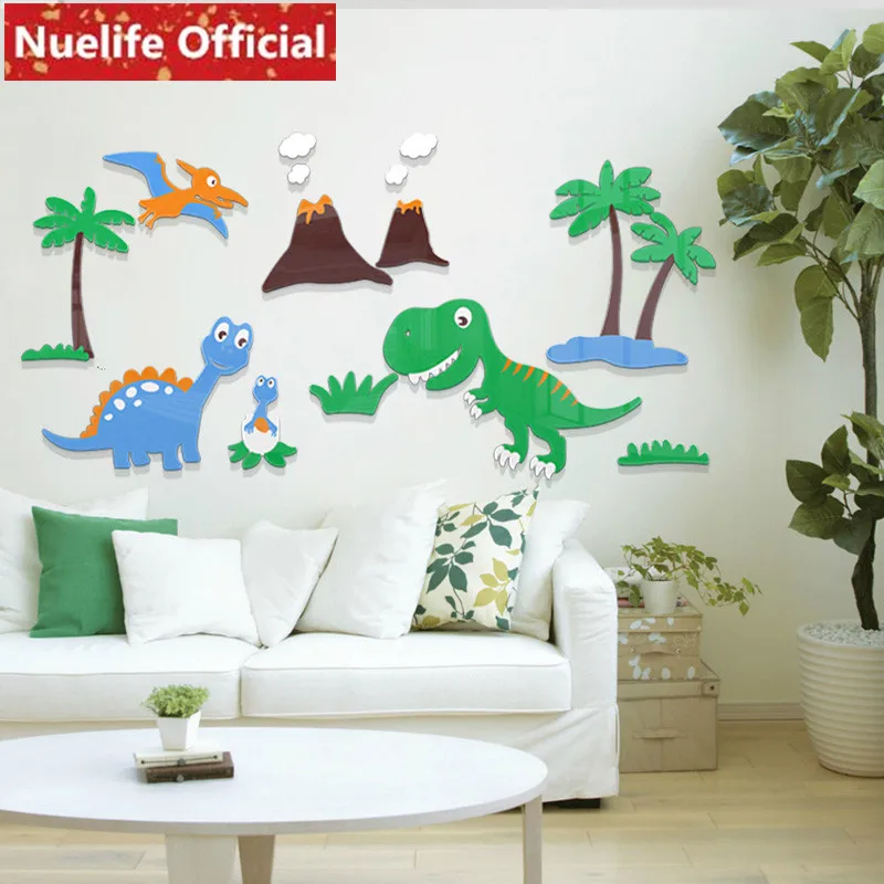 Colorful dinosaur park design acrylic stickers living room bedroom kids baby kindergarten background wall N4 | Дом и сад