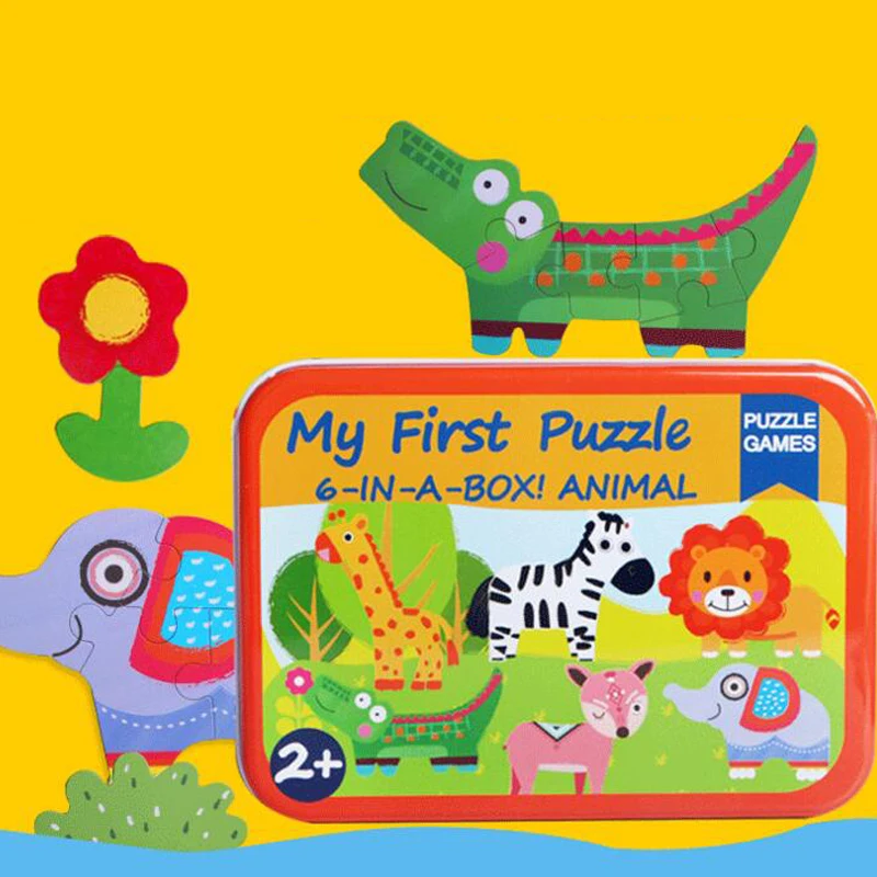 Деревянная детская игрушка-головоломка YunNasi 3D головоломка-пазл для детей малышей с набором карточных животных/машины. Образовательные игрушки для детей.