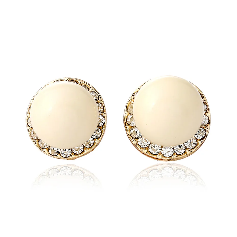 2016 Женщины Винтаж Большой Круглый Стад Серьги С Камнями Цинковый Сплав Кристалл