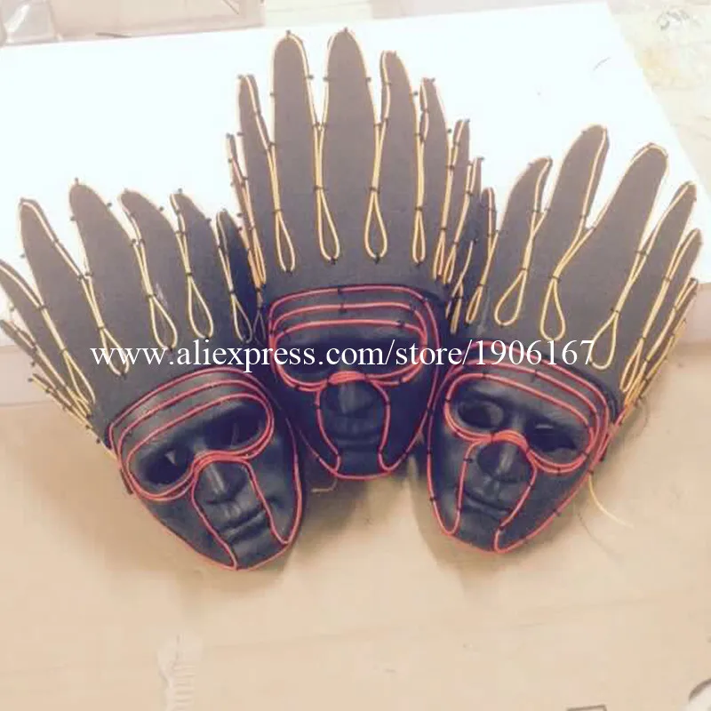 Желто красная светодиодная светящаяся Индийская маска для головы из