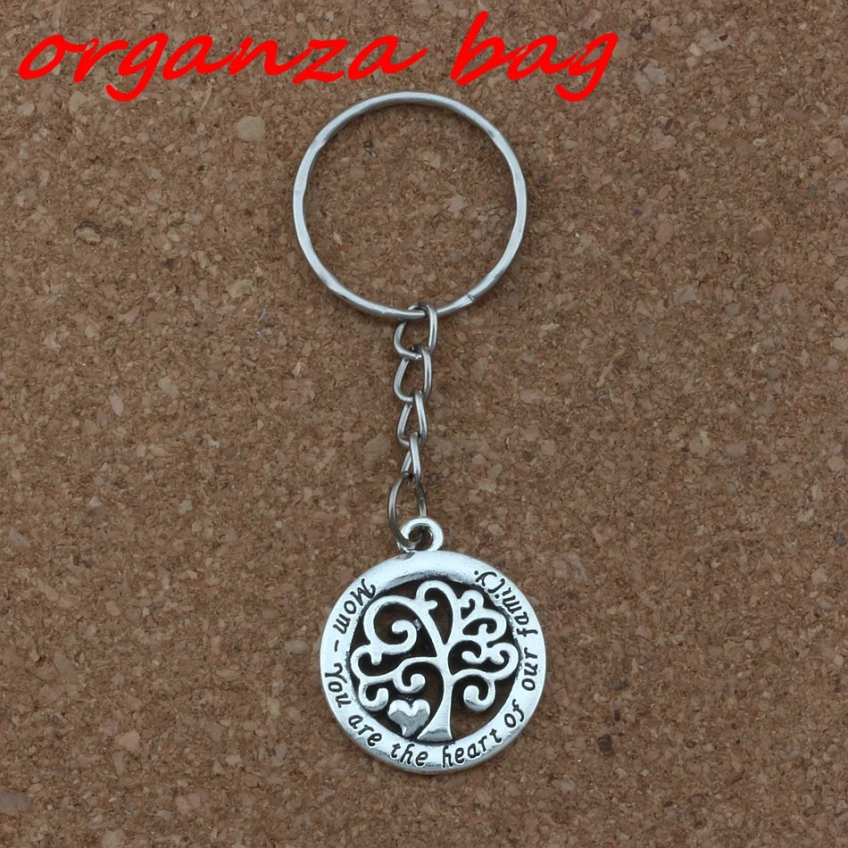 

2pcs Mom You Are The Heart Of Our Family Tree Of Life Charms Pendant Keychain Travel Protection 23x72mm Pendant DIY Jewelry
