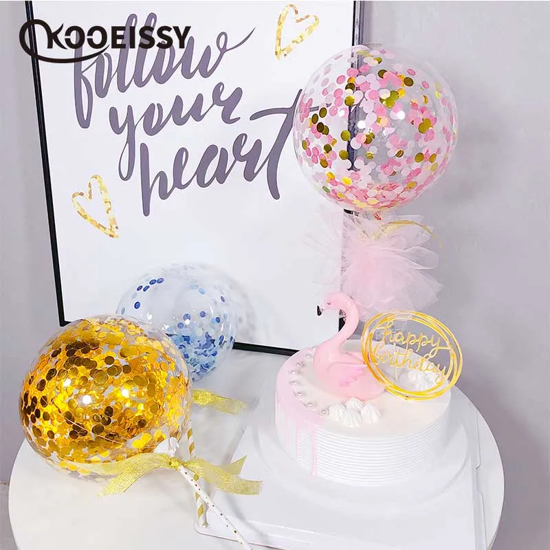 5 дюймов шар для торта с конфетти маленький круглый прозрачный украшения дня