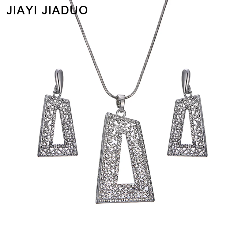 Набор свадебных украшений для женщин серебряное ожерелье и серьги стразы