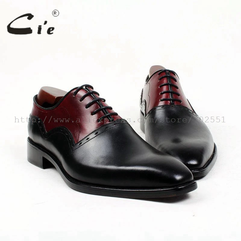 Cie квадратный plain toe Черный вина ручной чистой натуральной телячьей кожи дышащие мужские модельные оксфорды мужская обувь на заказ OX407