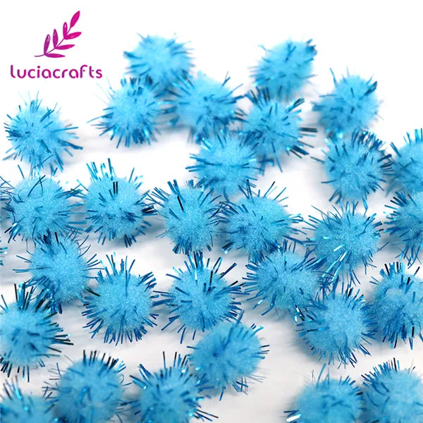 Lucia crafts 100 шт 15 мм синель стебли бендарос Рождественский плюшевый шар помпон корень волос Diy детские игрушки J0604 - Цвет: blue