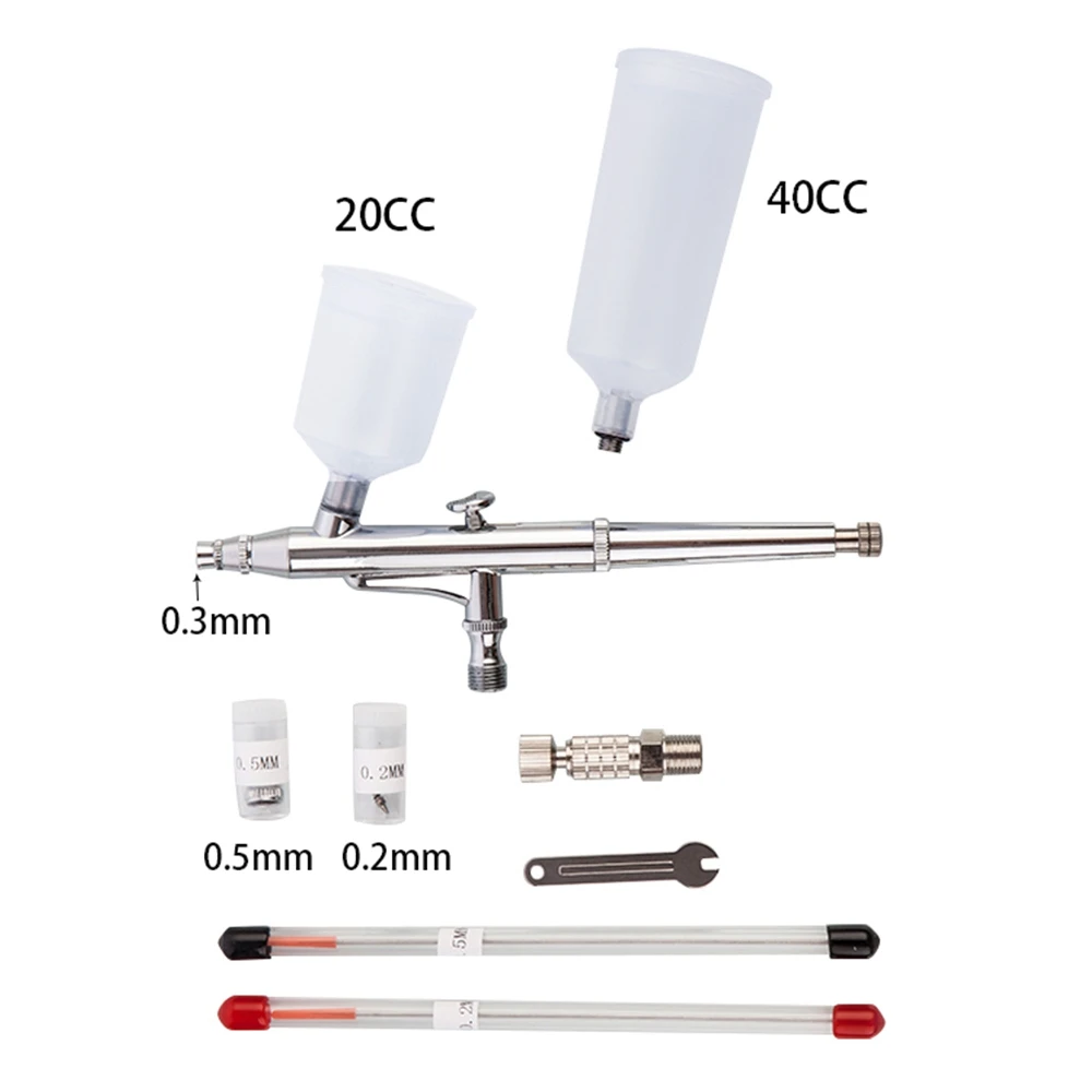 0,2/0,3/0,5 мм насадки Аэрограф компрессор 3 скорости режимов спрей Пистолеты 20CC& 40CC набор «сделай сам» для татуировки торт Краски для искусства ногтя - Цвет: Airbrush