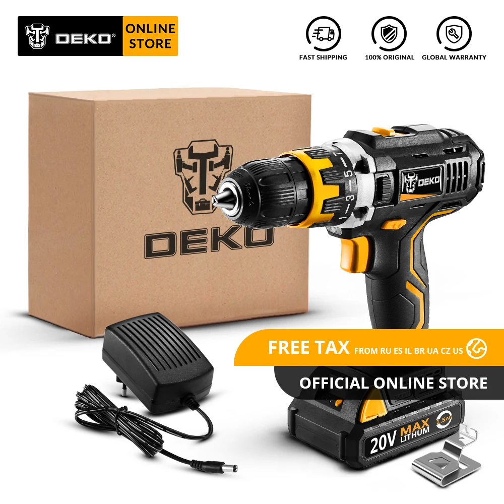 DEKO GCD20DU2 20 В Макс Аккумуляторная дрель электрическая отвертка литий-ионный мини-драйвер питания переменная скорость светодиодный стандартный набор