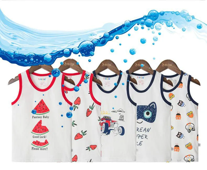 T Shirt for Boys Fruit Watermelon Cotton Baby Girl Boy Animals Duck Fox Sleeveless Tops Tee Summer Children's Clothes 0-6Y