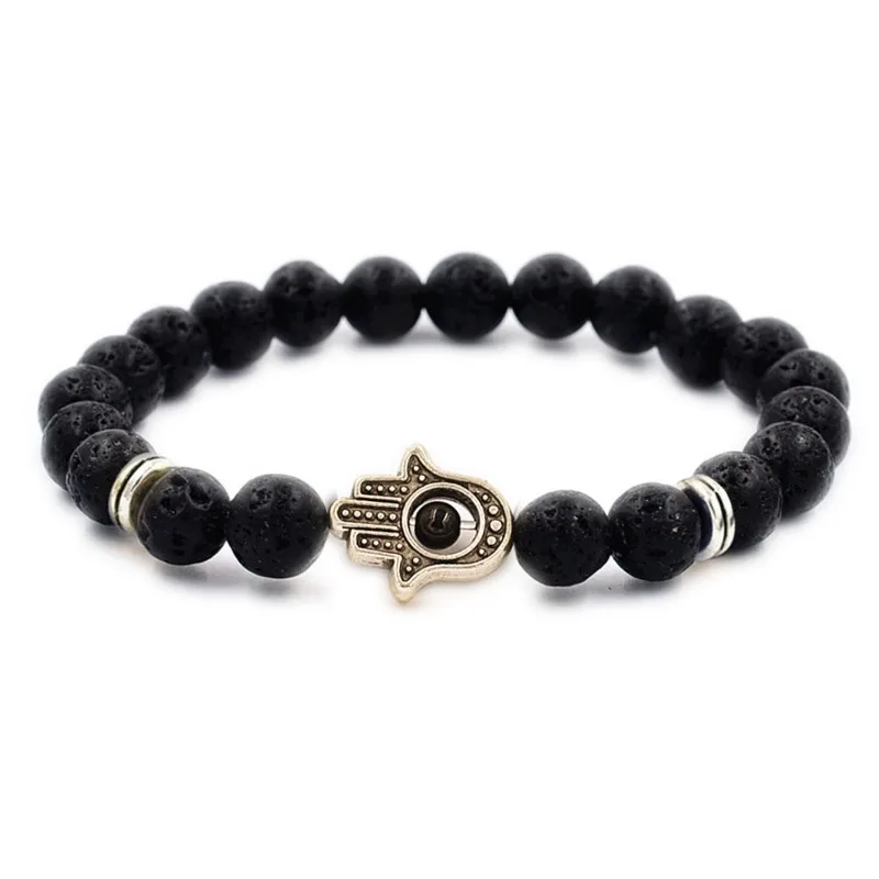 Liuanan Wholesale 10pcs/lot Hot Sale Women Men Lava Stone Hamsa Bracelet Charms Lucky Eye Cuff | Украшения и аксессуары
