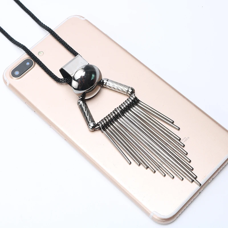 Модное Длинное серебряное ожерелье с кисточками для женщин металлический кулон