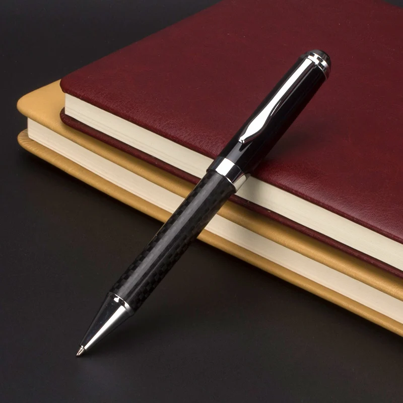 

black carbon fiber Ballpoint pen / Roller ball pen school Office stationery luxury Writing ball Pens Gift