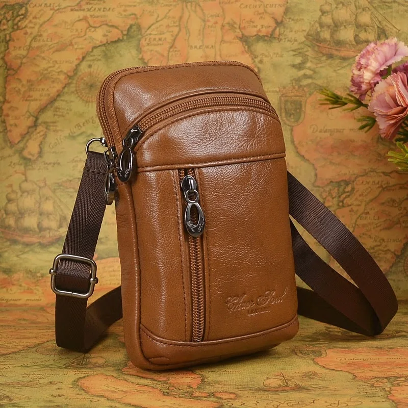 Мужская маленькая косая сумка из натуральной воловьей кожи 6 3 дюйма|genuine leather|men