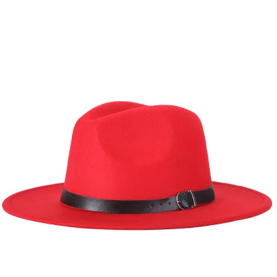 Новая мода для мужчин fedoras Женская мода джаз шляпа лето весна черная Шерстяная Смесь Кепка Уличная Повседневная шляпа - Цвет: red