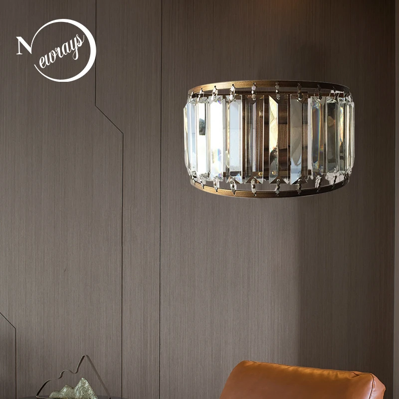 

Modern minimalist crystal E14 LED with switch wall lamp for living room bedroom dining room study aisle restaurant hotel room