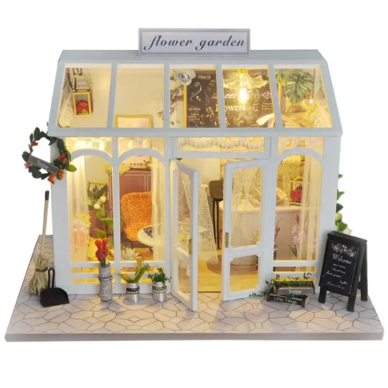 Flower shop Подарок для девочки-подростка, креативный Миниатюрный Кукольный Дом DIY, деревянная ручная головоломка, детские игрушки, свадебный подарок - Цвет: Flower shop