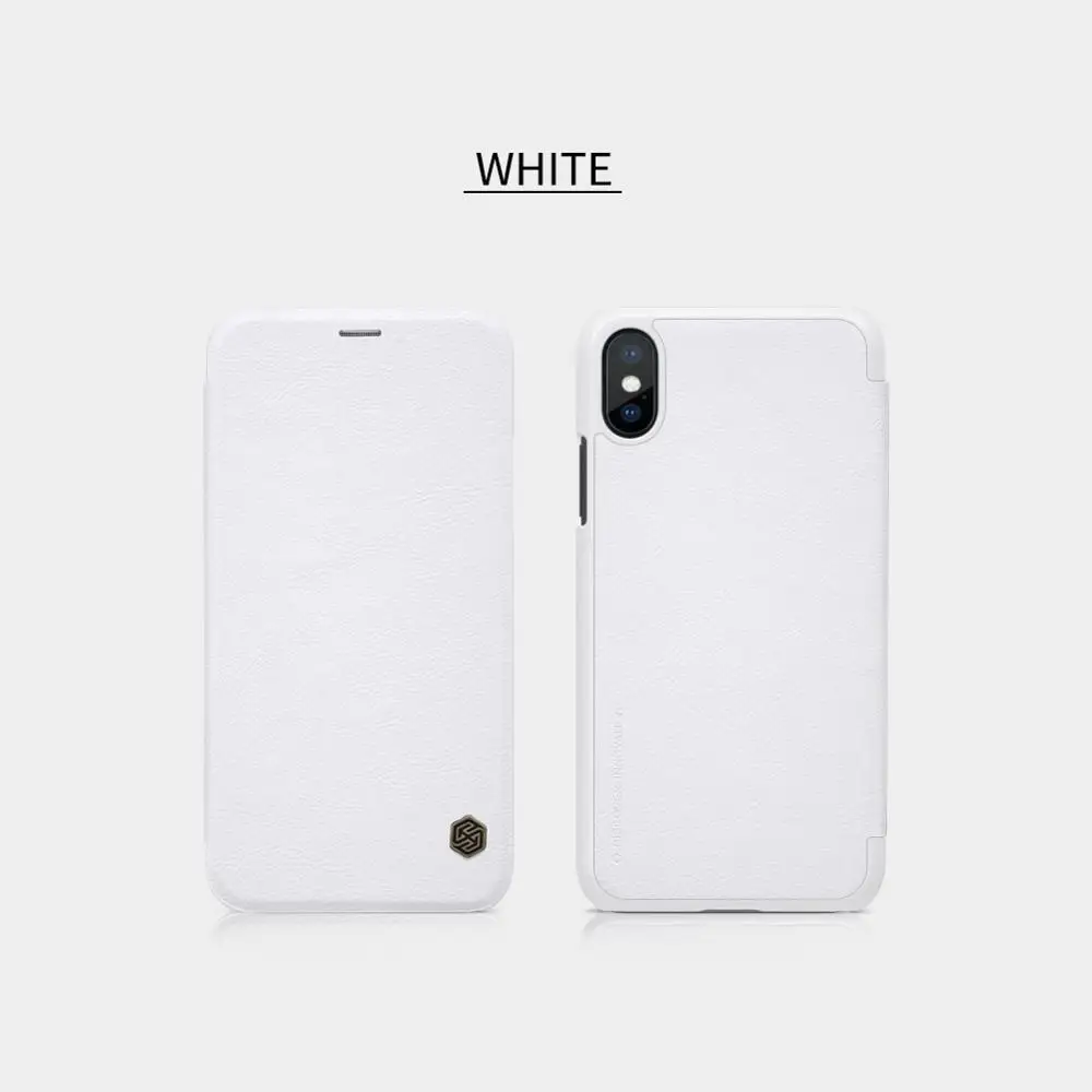 Белый Для iPhone XS X Nillkin Qin Series чехол для телефона роскошный Слот для карт бизнес стиль для iPhone X XS Флип кожаный чехол Nilkin чехол - Цвет: Белый