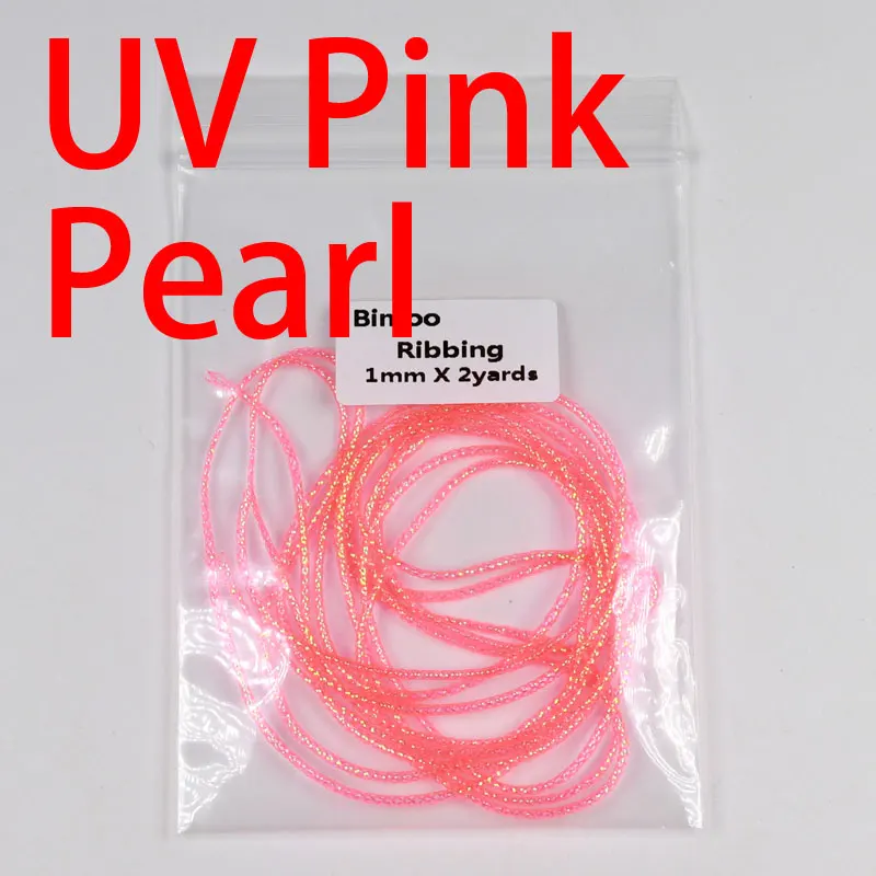 UV Pink Pearl Bimoo 2 ярдов/Упаковка 1 мм мухобойка рибберинг Nymph стример материал тела УФ жемчуг мигалка веревка - Цвет: UV Pink Pearl