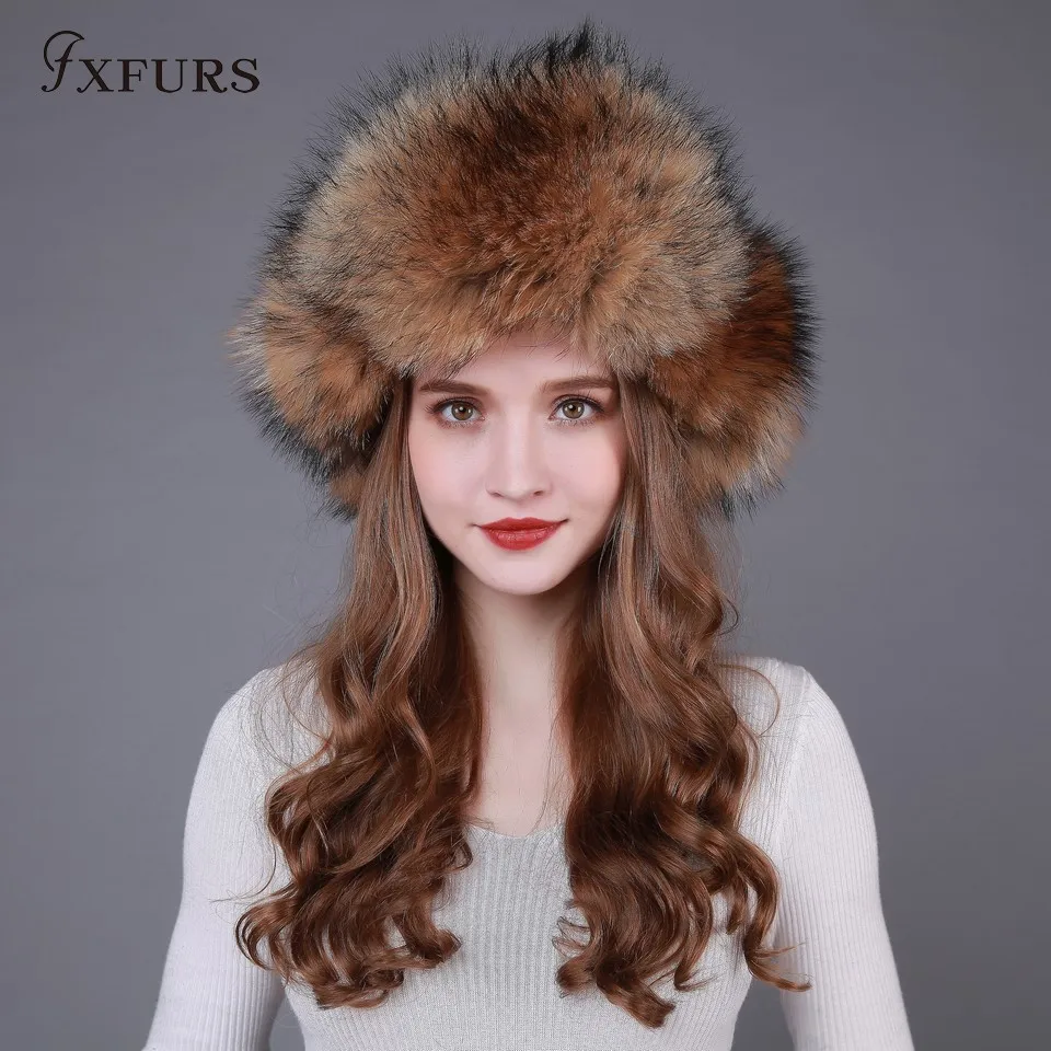 FXFURS лучший рождественский подарок! Новое поступление, зимняя модная женская шапка из натурального Лисьего меха, русская теплая меховая шапка Leifeng, 13 цветов