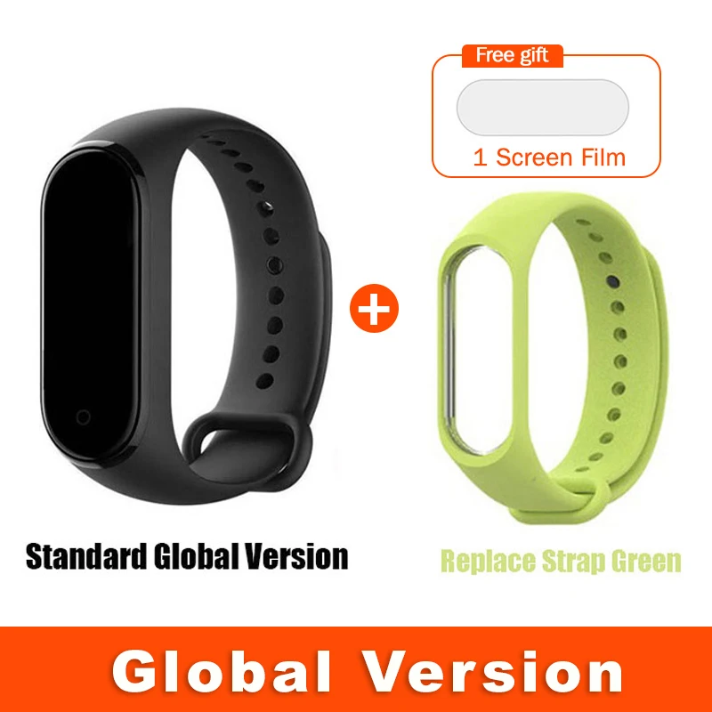 Global Green Strap Глобальная версия опционально Xiaomi mi Band 4 умный Браслет Пульс фитнес 135 мАч большой цветной экран Bluetooth 5,0 mi band - Цвет: Global Green Strap