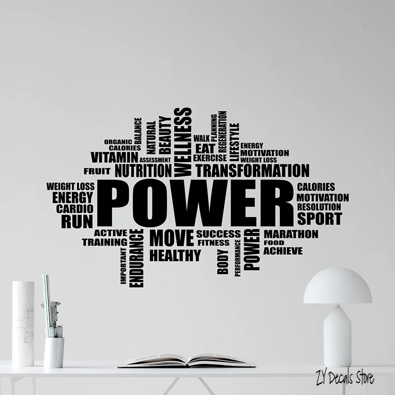 

Gym Wall Decal Fitness Vinyl Sticker Words Cloud Decor Art Workout Poster Movational Quotes Wallpaper For Office Room L583