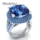 Женское кольцо Modyle, серебряное кольцо с большим синим цирконием, свадебное ювелирное изделие, подарочное кольцо, Прямая поставка