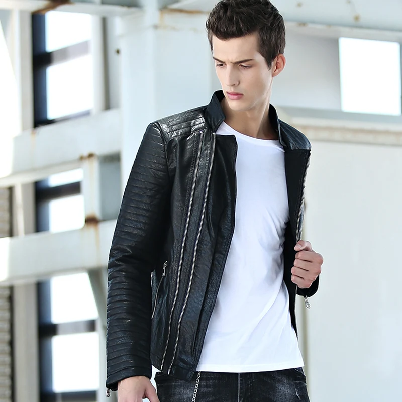 Новые кожаные куртки Мужская брендовая одежда панк кожаная куртка винтажные