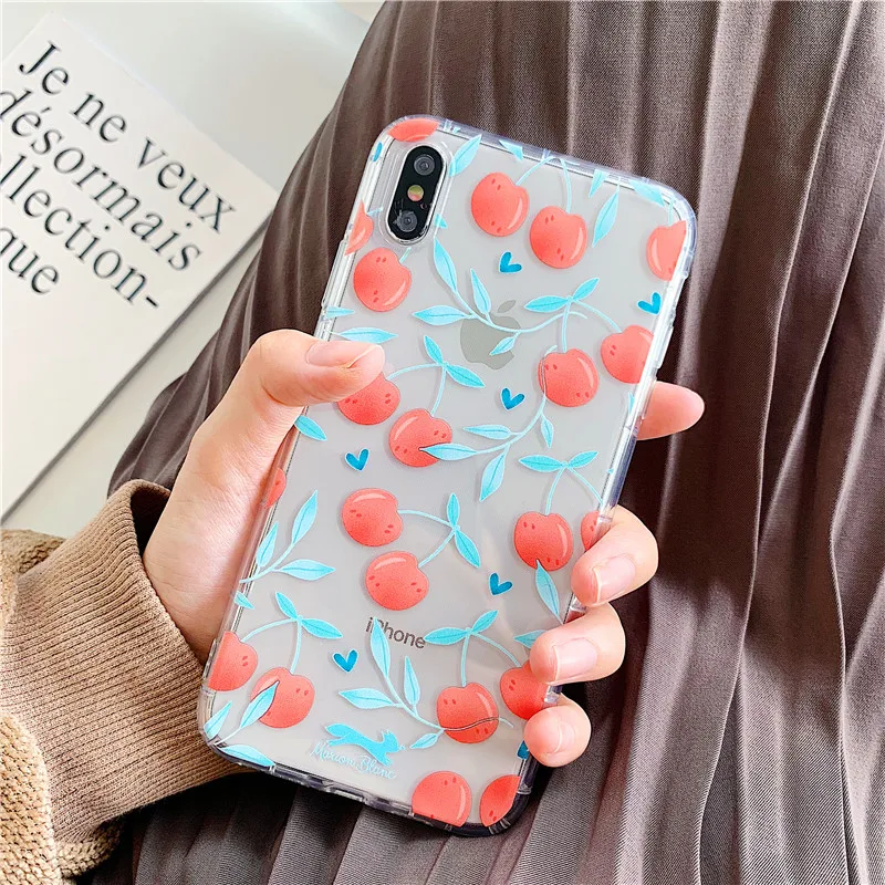 Вишня клубника телефонные чехлы для iPhone 6 6s 7 8 X XS max XR чехол мягкий прозрачный