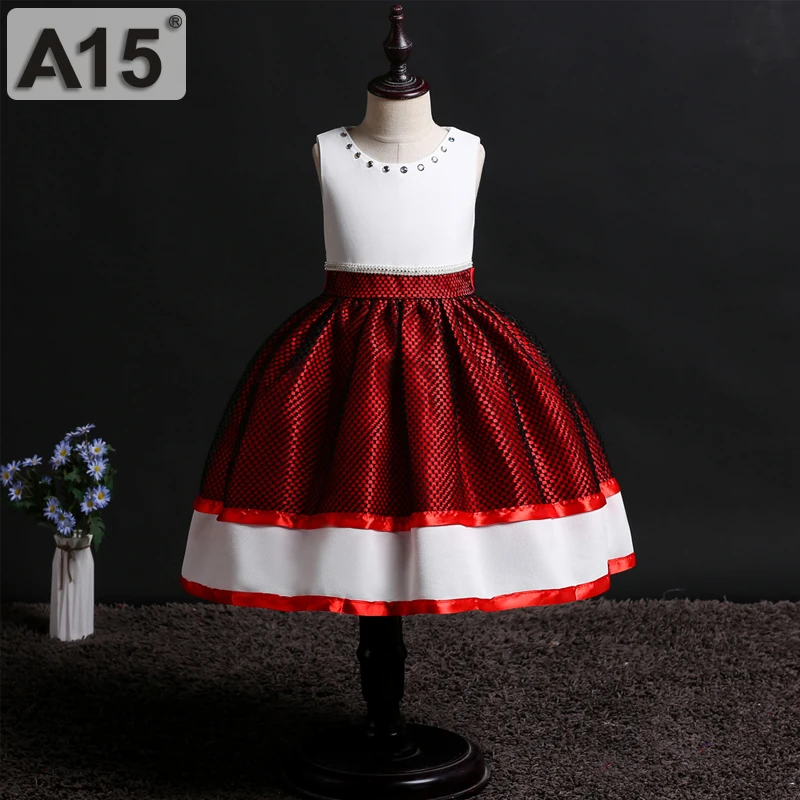 Princess Dress Girls Costumes Red Big Teen Dresses for Kids Bridesmaid Children Summer 2019 Wedding Party 8 10 | Детская одежда и