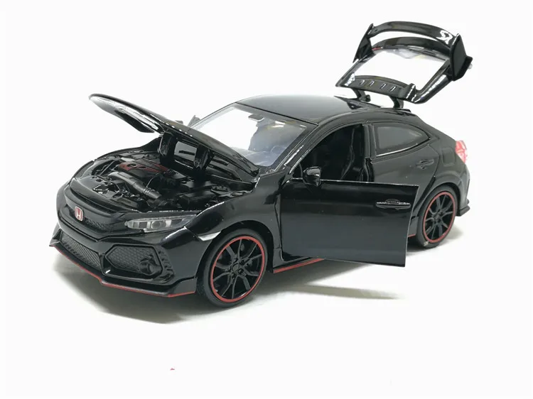1:32 HONDA CIVIC TYPE-R Toy Car Metal Toy Diecasts Toy Vehicles Car Model Sound Light Pull Back Car Toys For Children Gifts