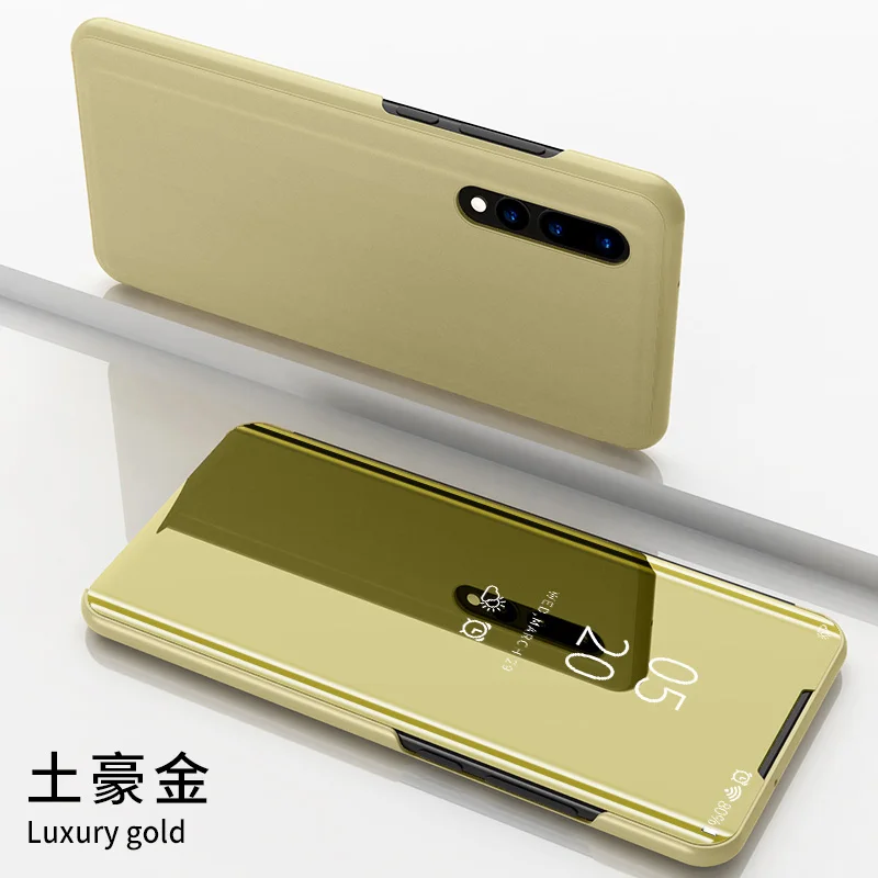 Посмотреть Смарт зеркало откидная крышка для huawei P30 Pro чехол Clear кожа стенд для huawei P30 тонкий 360 Полный роскошный противоударный чехол - Цвет: gold
