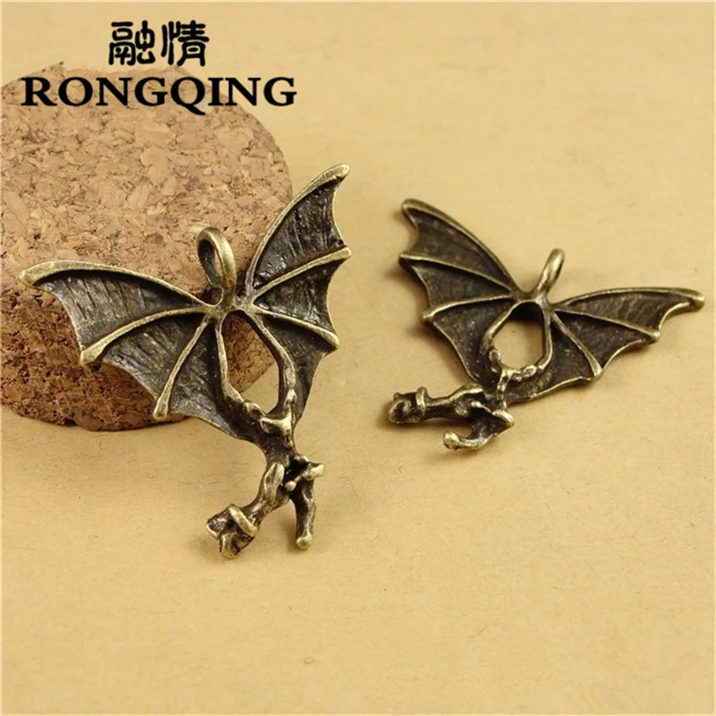 

RONGQING 40pcs/lot 37*35MM bat animal antique alloy charm pendant Charms fit Bracelets & Necklaces DIY Jewelry