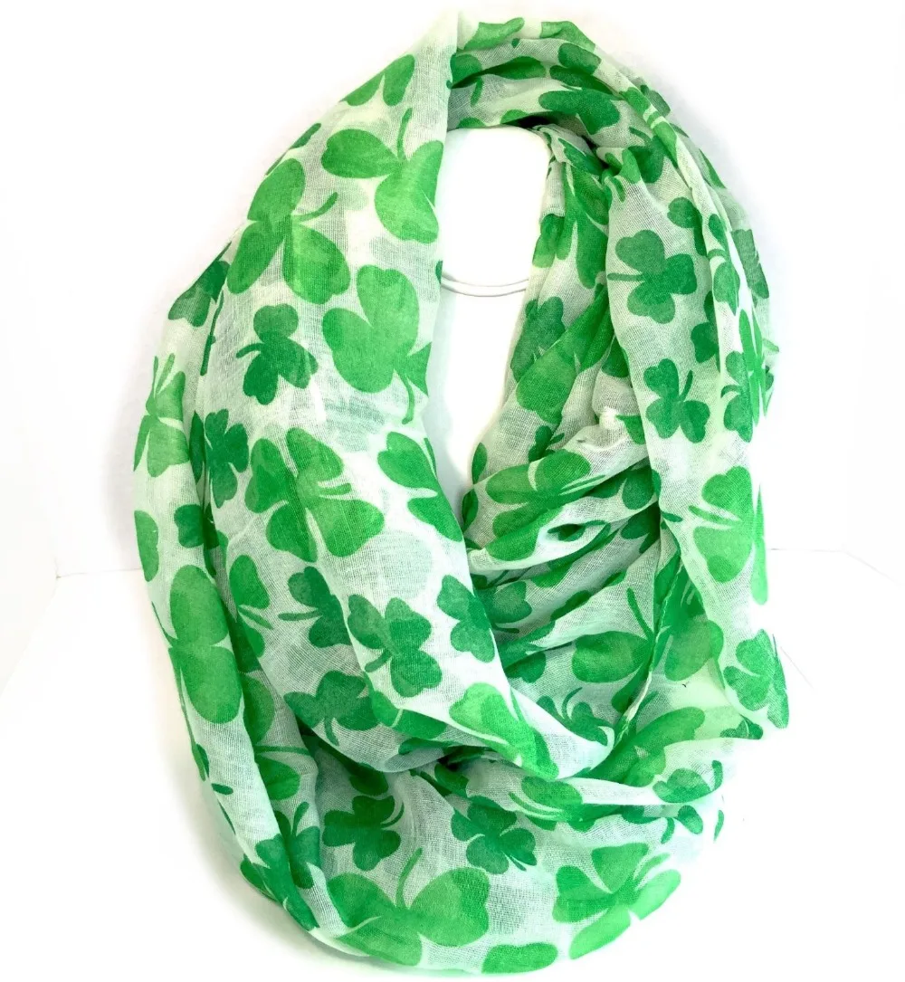 Безграничный шарф Lucky Four Leaf Clover легкий для весны или лета|infinity scarf|scarf scarvesclover scarf |