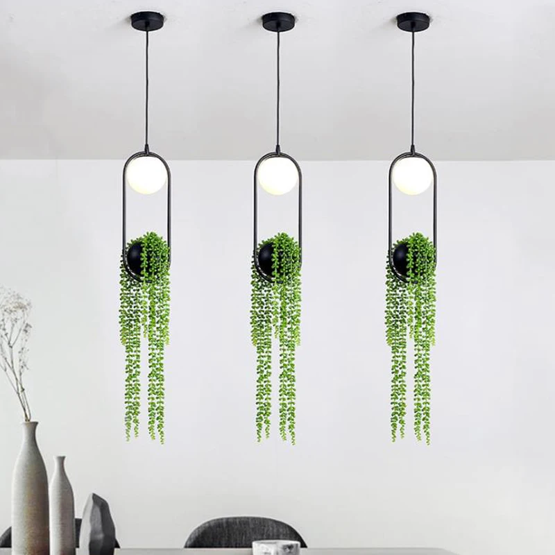 DIY кольцо завод подвесные светильники черный цветочный горшок подвесной светильник столовая Бар Ресторан домашний декор осветительные приборы