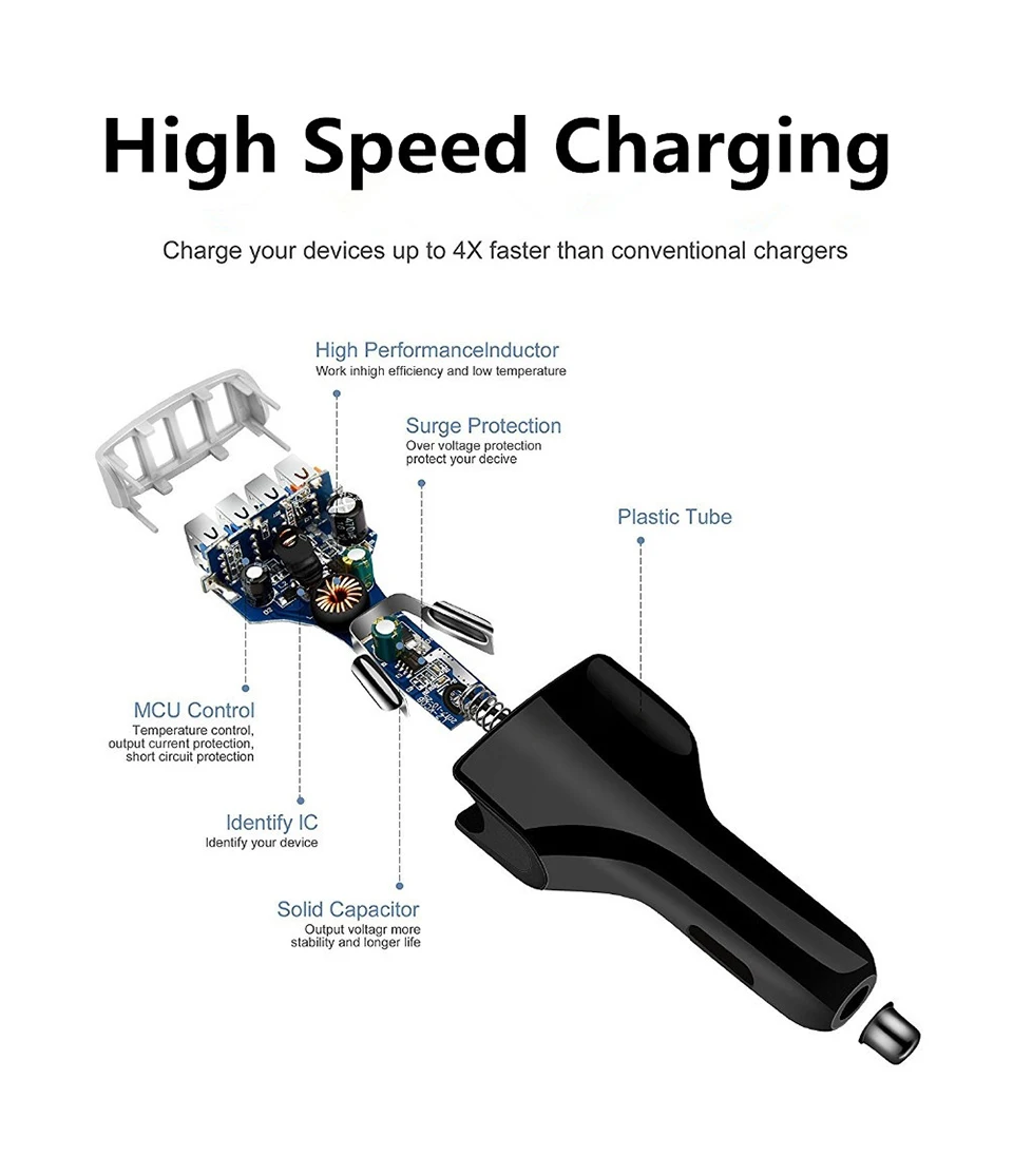 Автомобильное зарядное устройство QC3.0 4USB зарядка для мобильного телефона планшет CE FCC ROHS Сертификация 12V-24V-32V 3.5A быстрые зарядные устройства для автомобиля грузовика