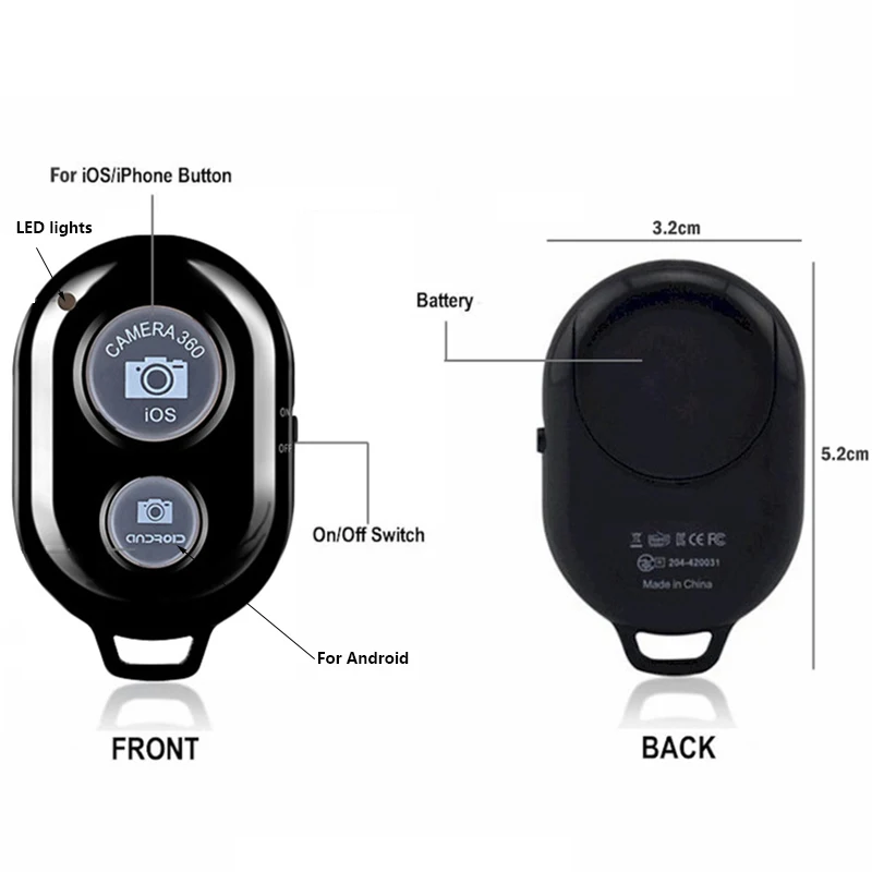 Bluetooth камера для телефона кнопка спуска затвора селфи палка беспроводной пульт