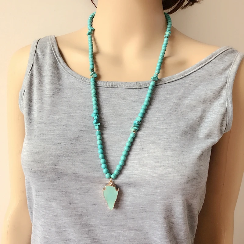 

Marble Stone Triangle Pendant Necklace For Women