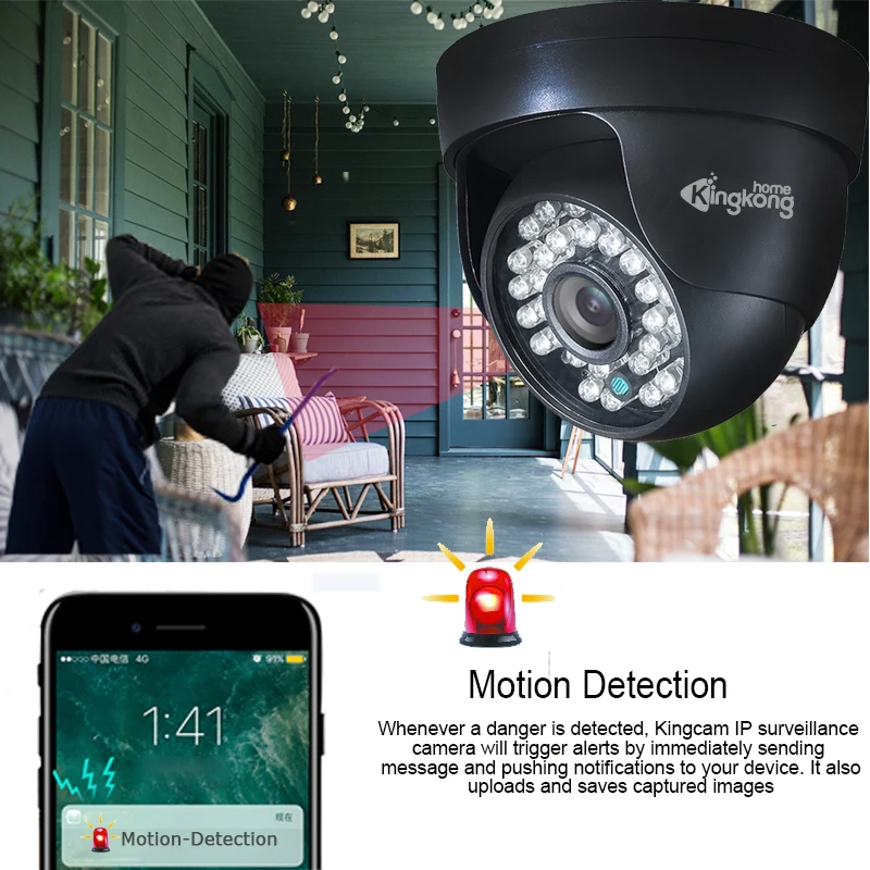 Kingkonghome ONVIF 1080 P, ip-камера, пластиковая, для помещений, для улицы, с детектором движения, для помещений, для безопасности, CCTV, купольная камера наблюдения, IP cam