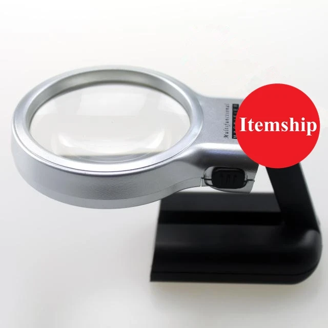 Itemship Handhold magnifier diameter 70mm folding desktop old man reading LED with light | Инструменты