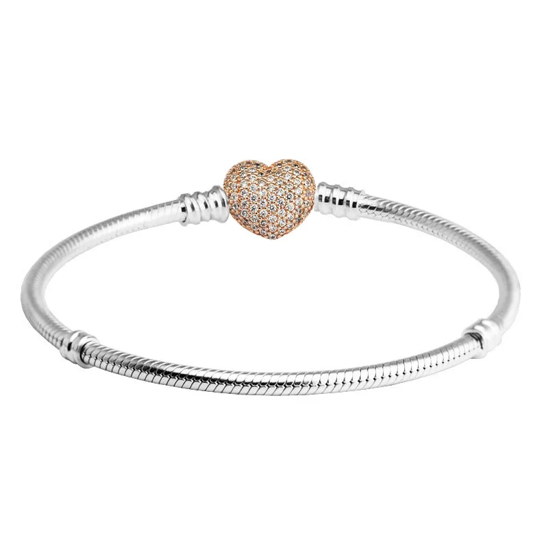 Женский браслет из серебра 100% пробы с застежкой в виде сердца|bracelets for|bracelet withsilver