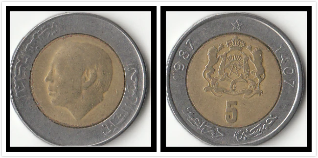 Morocco 5 dirhams монета Африка 100% настоящие и оригинальные монеты для личной коллекции
