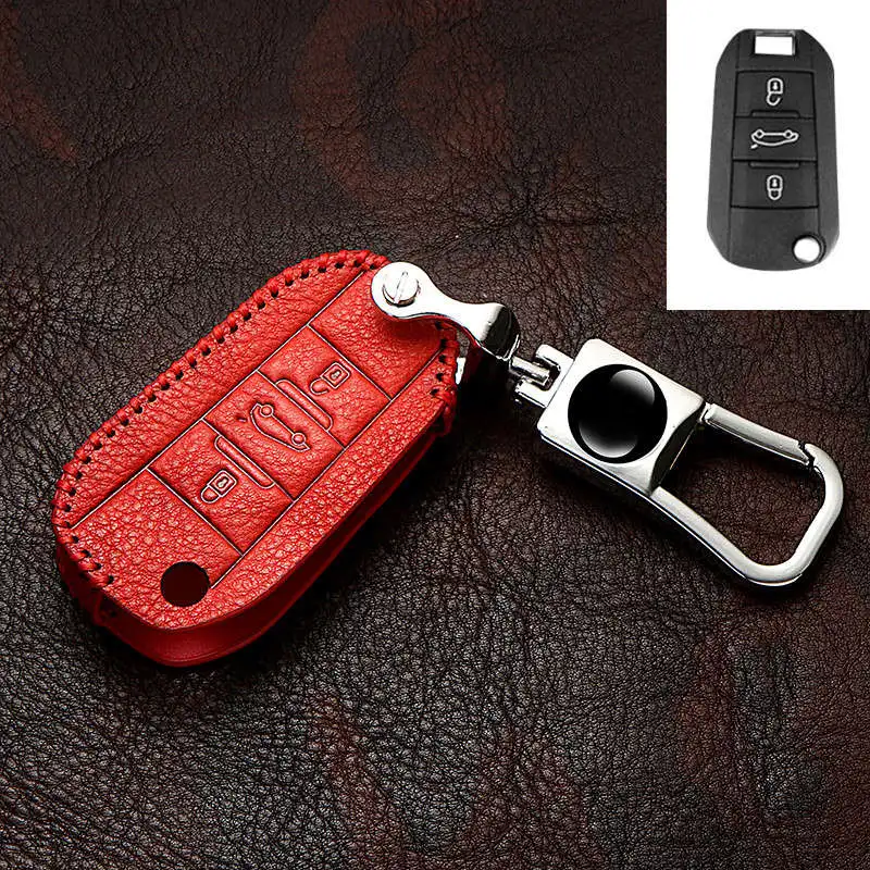 Чехол книжка из натуральной кожи для автомобильных ключей Citroen C4 CACTUS C5 C3 C4L Peugeot 508