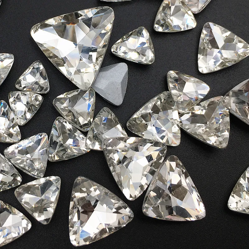 Pointback Trianglar Shape Glass Crystal Rhinestones White Various Size Clear DIY Nail Art/Phone DIY/Clothing Accessories | Дом и сад