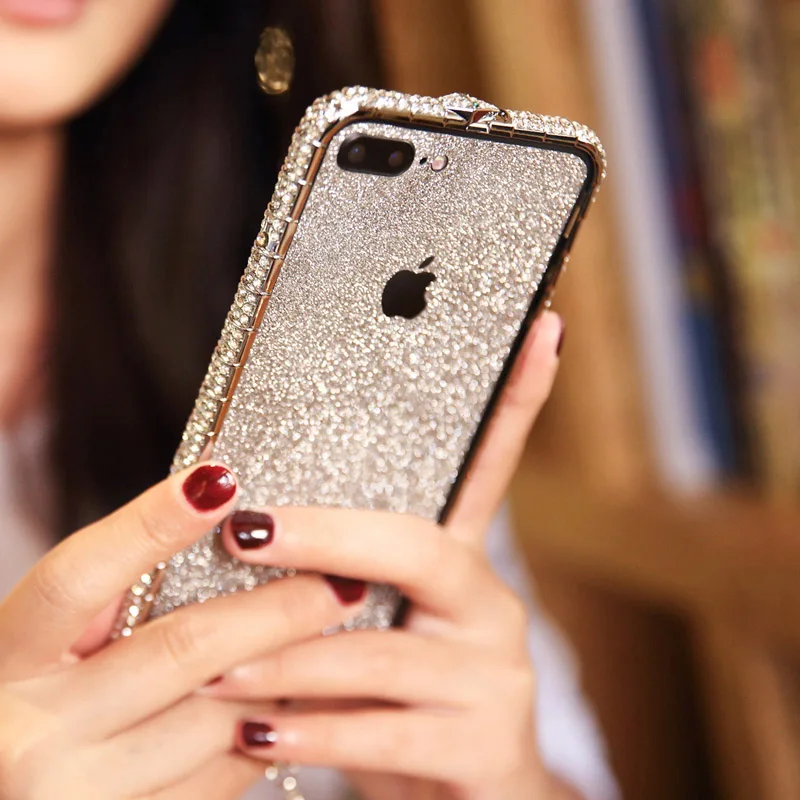 C Роскошный блестящий чехол с металлической рамкой для iphone 6, 7 plus, 8 X XS, XR MAX, блестящая задняя крышка из закаленного стекла, чехол для телефона - Цвет: C