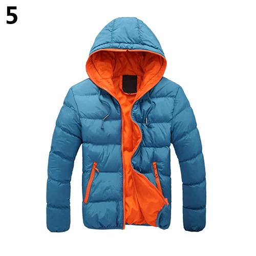 

Men Winter Warm Down Jacket Casual Long Sleeve Padded Hooded Zipper Coat new