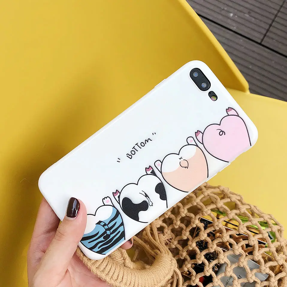 Чехлы для телефонов с милым рисунком животных iPhone X 6 S Чехол Capa Fundas 7 8 Plus