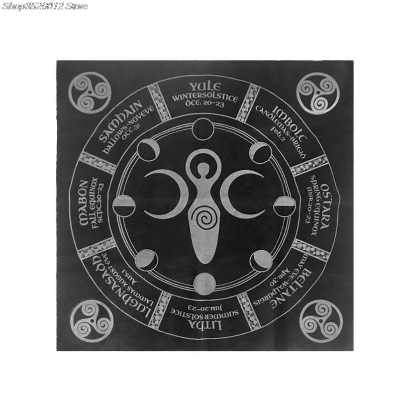 

49x49cm Tarot Tablecloth Triple Moon Pentagram Pagan Altar Tarot Cloth Flannel Hot