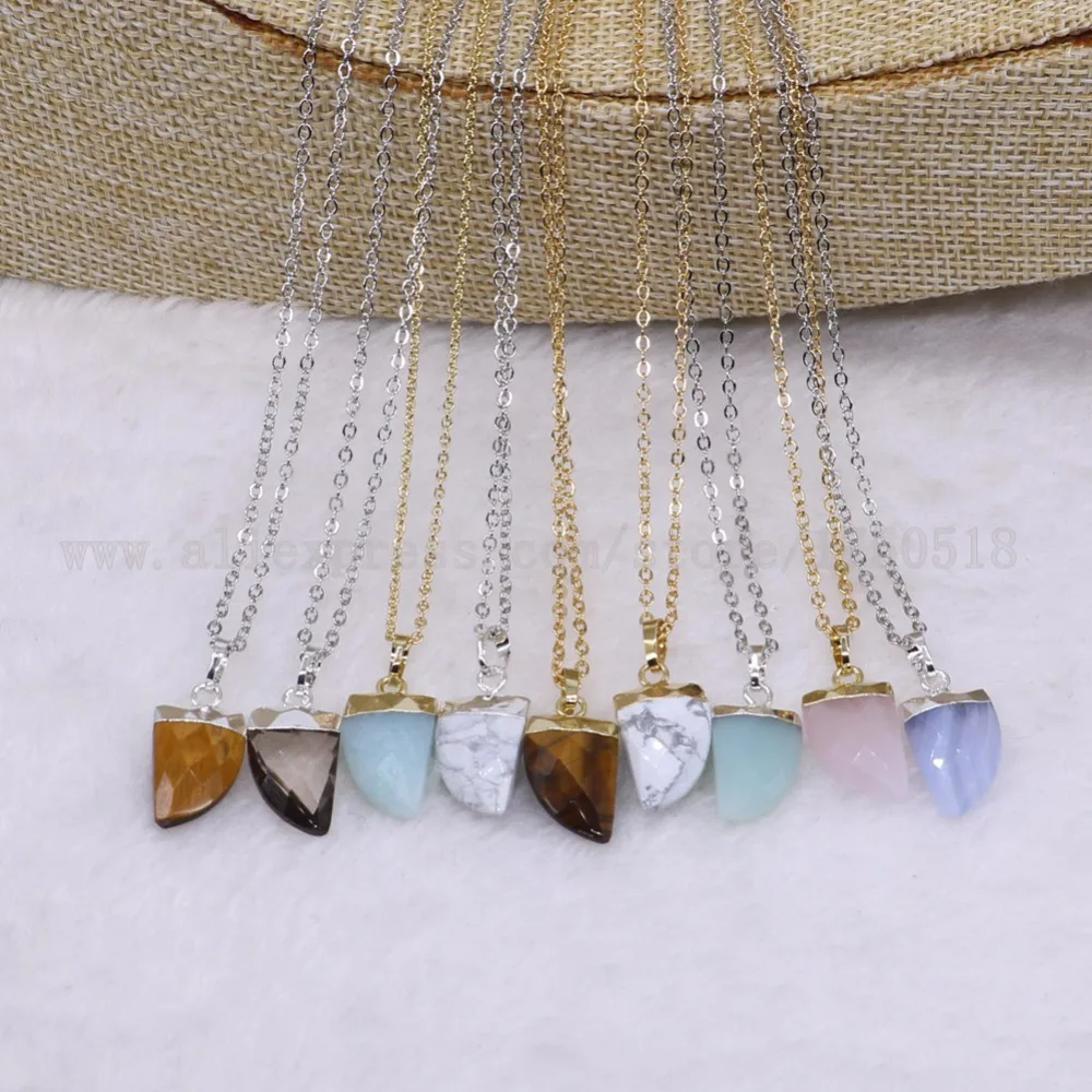 

10 strand Natural stone faceted stone pendant necklace mix color costume jewelry stone necklace gems gift for women 2857