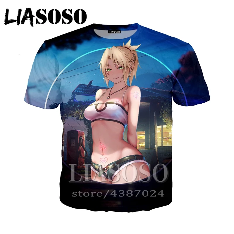 LIASOSO мода футболка 3D мужские/женские Fate Zero Детская с принтом Футболки Уличная мяу