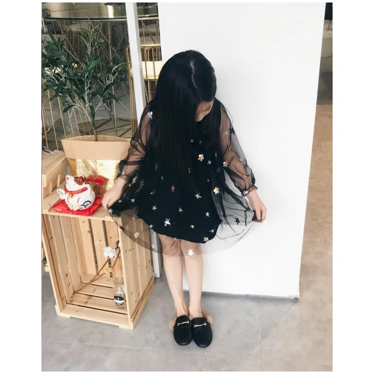 Платья для мамы и дочки черная сетчатая одежда платье элегантная вечерние няя