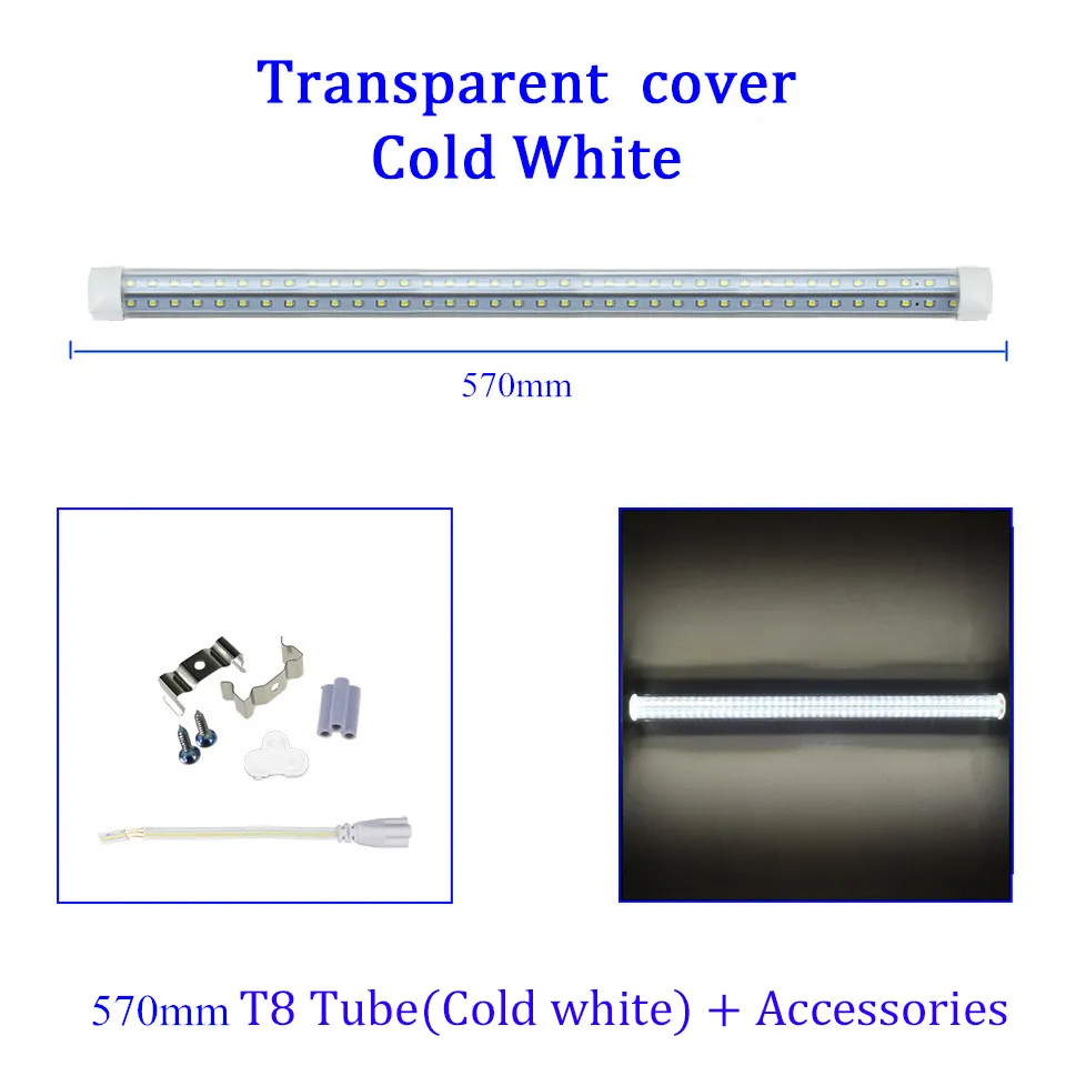 CW Clear Cover 2ft светодиодный светильник T8 V-shape интегрированный 2000 люмен белый/теплый белый светодиодный светильник лампы AC 85-265V 96 Светодиодный s 2835SMD - Испускаемый цвет: CW Clear Cover
